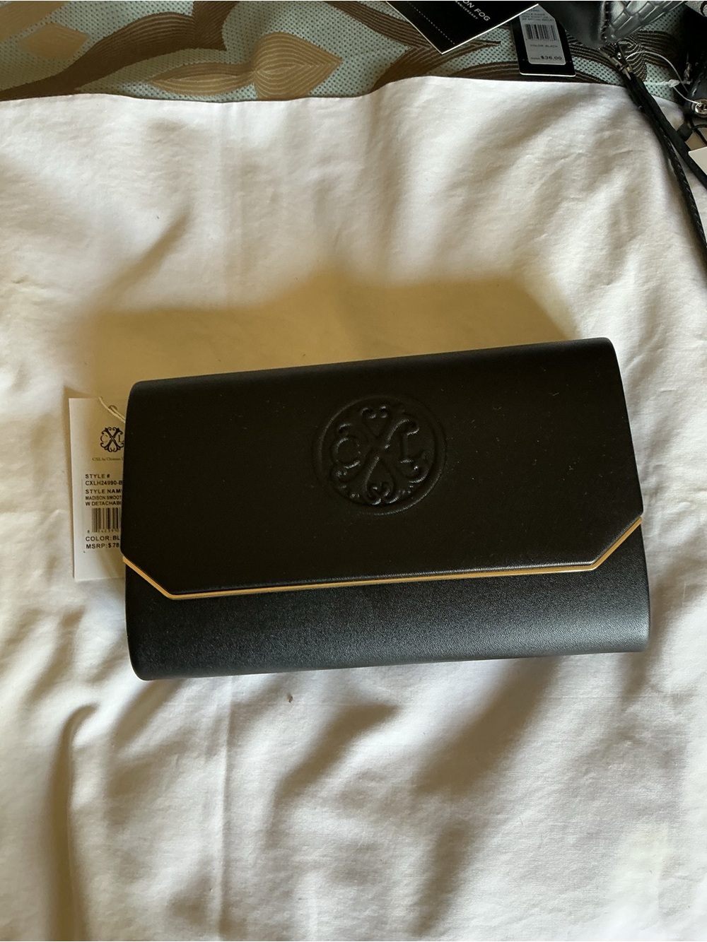 Christian Lacroix Black Clutch with Gold Trim